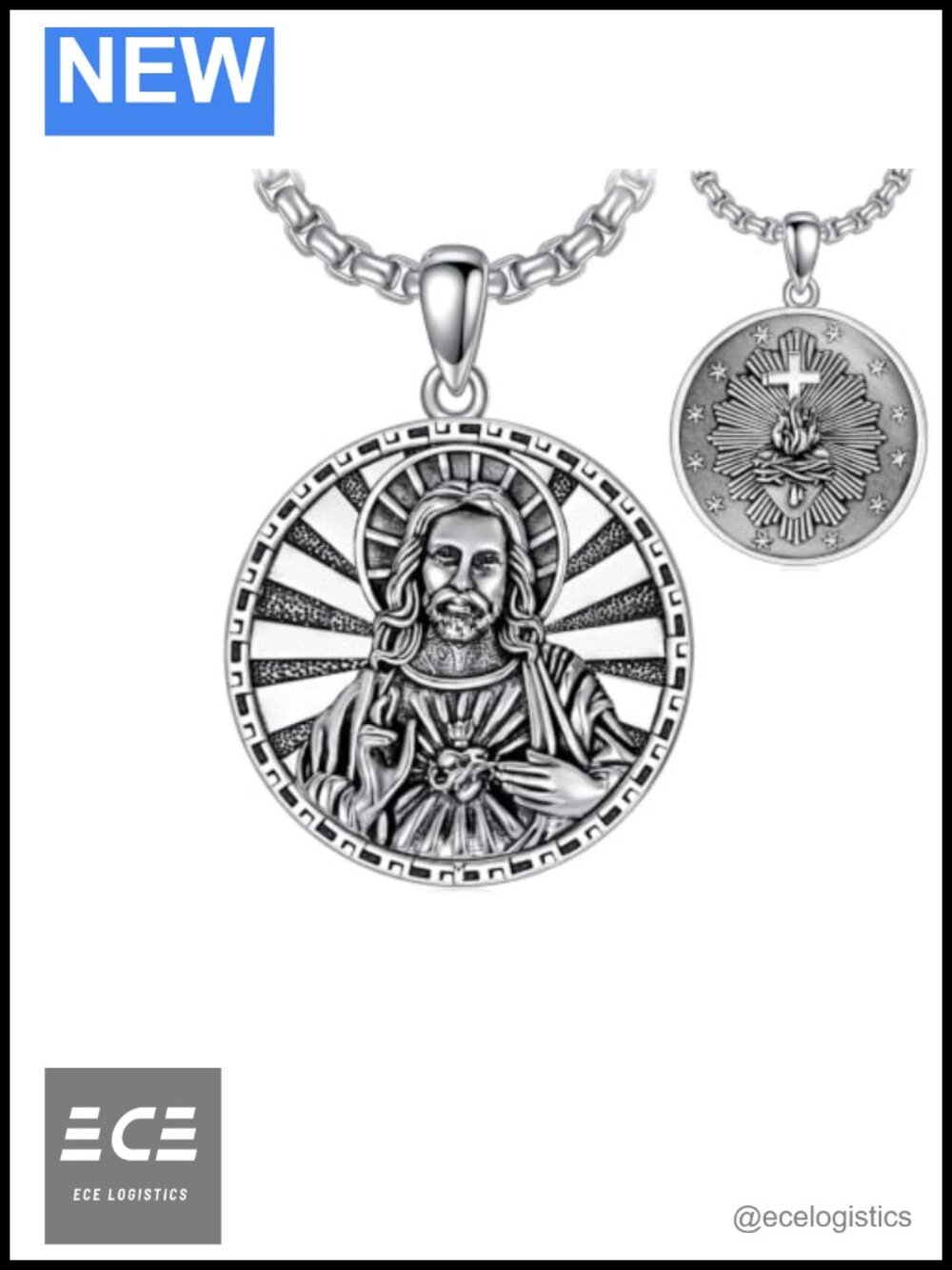 Sacred Heart Necklace Christian Jewelry Gift for Men Women